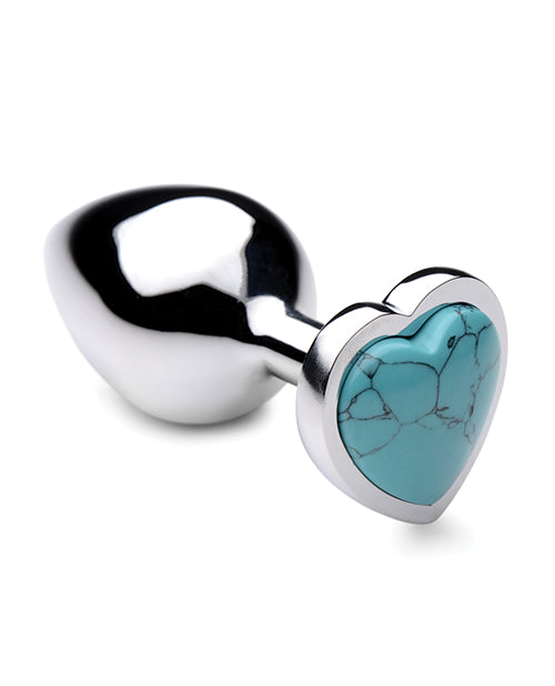 Booty Sparks Gemstones Turquoise Heart Anal Plug - Medium