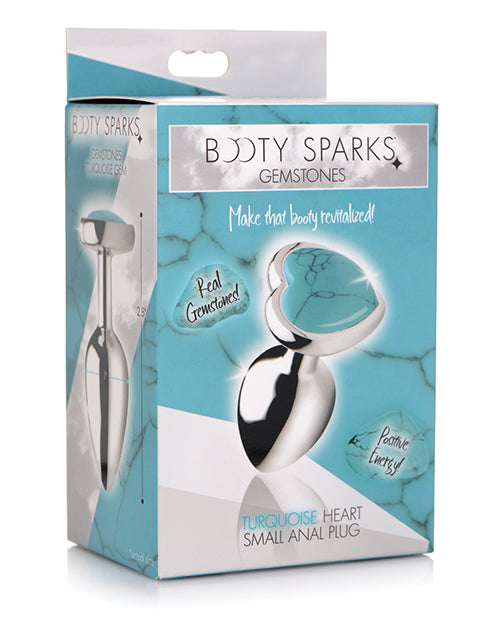 Booty Sparks Gemstones Turquoise Heart Anal Plug - Small