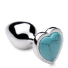 Booty Sparks Gemstones Turquoise Heart Anal Plug - Small