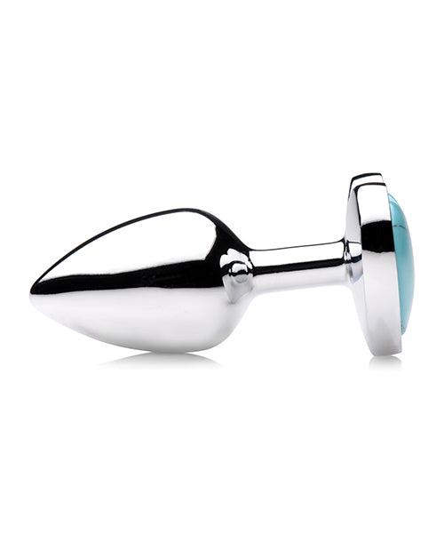 Booty Sparks Gemstones Turquoise Heart Anal Plug - Small